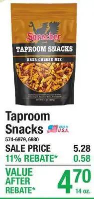 Menards Taproom Snacks offer