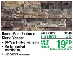 Menards Roma Manufactured Stone Veneer offer