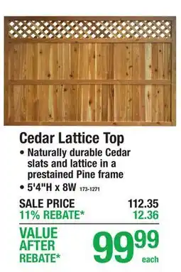 Menards Cedar Lattice Top offer
