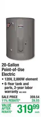 Menards Richmond 20-Gallon Point-of-Use Electric offer