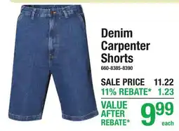 Menards Denim Carpenter Shorts offer