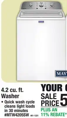 Menards Maytag 4.2 cu. ft. Washer offer