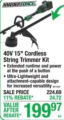 Menards 40V 15 Cordless String Trimmer Kit offer
