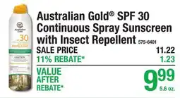 Menards Australian Gold SPF 30 Continuous Spray Sunscreen with Insect Repellent offer