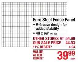 Menards Euro Steel Fence Panel offer