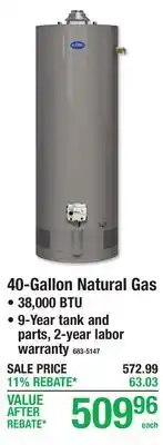 Menards 40-Gallon Natural Gas offer