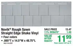 Menards Novik Rough Sawn Straight Edge Shake Vinyl offer