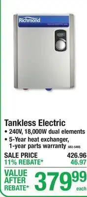 Menards Tankless Electric offer
