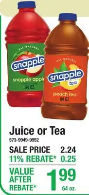 Menards Juice or Tea offer