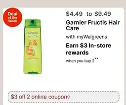 Walgreens Garnier Fructis Hair Care offer