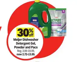 Meijer Meijer Dishwasher Detergent Gel, Powder and Pacs offer