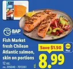 Lidl Fish Market fresh Chilean Atlantic salmon, skin on portions offer