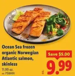 Lidl Ocean Sea frozen organic Norwegian Atlantic salmon, skinless offer