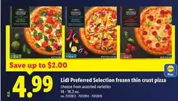 Lidl Lidl Preferred Selection frozen thin crust pizza offer