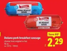 Lidl Dulano pork breakfast sausage offer