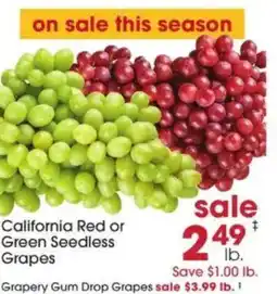 Giant Eagle California red or green seedless grapes offer