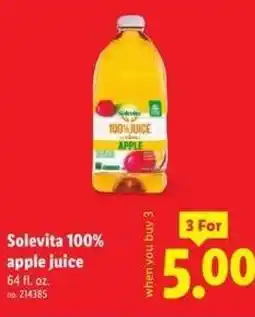 Lidl Solevita 100% apple juice offer