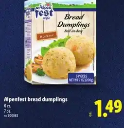 Lidl Alpenfest bread dumplings offer