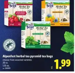 Lidl Alpenfest herbal tea pyramid tea bags offer