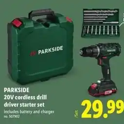 Lidl PARKSIDE 20V cordless drill driver starter set offer