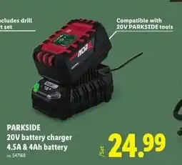 Lidl PARKSIDE 20V battery charger 4.5A & 4Ah battery offer