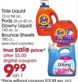 Giant Eagle Tide Liquid or pods or Downy Liquid offer
