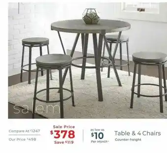 The Room Place Table & 4 Chairs Salem offer