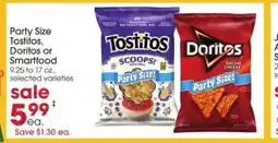 Giant Eagle Party size tostitos, doritos or smartfood offer