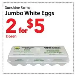 Three Guys from Brooklyn Sunshine Farms Jumbo White Eggs offer