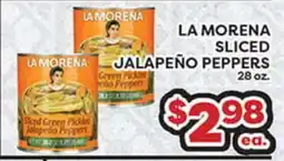 Torres Supermercado LA MORENA SLICED JALAPEÑO PEPPERS offer
