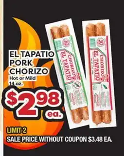 Torres Supermercado EL TAPATÍO PORK CHORIZO offer