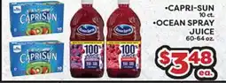 Torres Supermercado CAPRI-SUN, 10 ct. OCEAN SPRAY JUICE, 60-64 oz offer