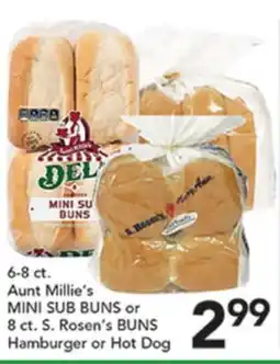 Pete's Fresh Market Aunt Millie's MINI SUB BUNS or 8 ct. S. Rosen's BUNS offer
