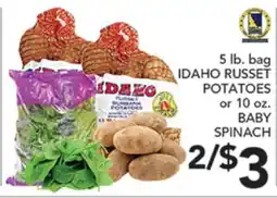 Pete's Fresh Market 5 lb. bag IDAHO RUSSET POTATOES or 10 oz. BABY SPINACH offer
