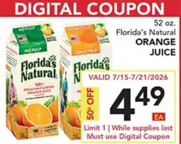 Pete's Fresh Market Florida's Natural ORANGE JUICE offer