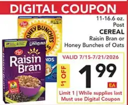 Pete's Fresh Market 11-16.6 oz. Post CEREAL offer