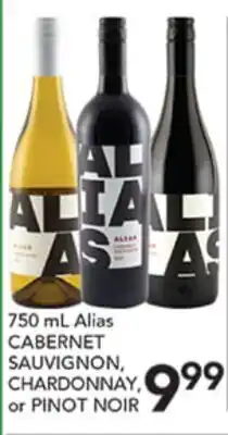 Pete's Fresh Market 750 mL Alias CABERNET SAUVIGNON, CHARDONNAY, or PINOT NOIR offer