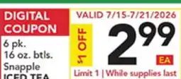 Pete's Fresh Market Snapple ICED TEA offer