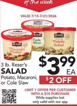 Pete's Fresh Market Reser's SALAD offer