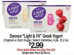 Angelo Caputo's Fresh Market Dannon Light & Fit Greek Yogurt offer