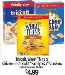 Angelo Caputo's Fresh Market Triscuit, Wheat Thins or Chicken-In-A-Biskit Family Size Crackers offer
