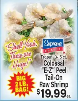 Angelo Caputo's Fresh Market Frozen 13-15 ct. Colossal E-Z Peel Tail-On Raw Shrimp offer
