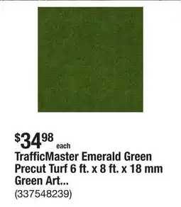 The Home Depot TrafficMaster Emerald Green Precut Turf 6 ft. x 8 ft. x 18 mm Green Artificial Turf Grass Rug offer