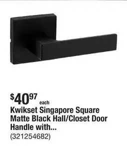 The Home Depot Kwikset Singapore Square Matte Black Hall/Closet Door Handle with Microban offer