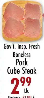 Garden Fresh Market Gov't. Insp. Fresh Boneless Pork Cube Steak offer