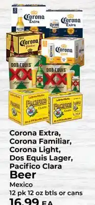 Sunset Foods Corona Extra, Corona Familiar, Corona Light, Dos Equis Lager, Pacifico Clara Beer offer