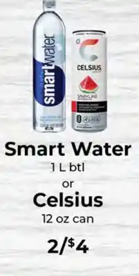 Sunset Foods Smart Water 1 L btl or Celsius 12 oz can offer