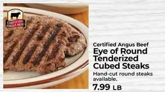 Sunset Foods Certified Angus Beef Eye of Round Tenderized Cubed Steaks offer