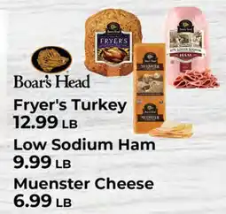 Sunset Foods Boar's Head Fryer's Turkey Low Sodium Ham Muenster Cheese offer