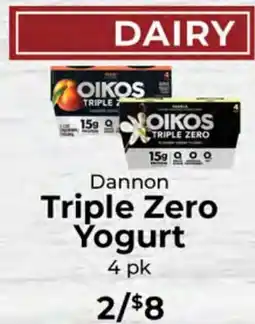 Sunset Foods Dannon Triple Zero Yogurt offer